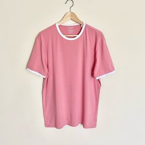 NEW Paper Denim & Cloth Athletic Stretch Pink Ringer T Shirt Adult size Large